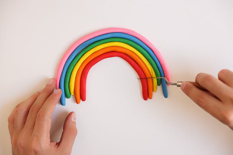 Rainbow Artwork Using Colorful Clays