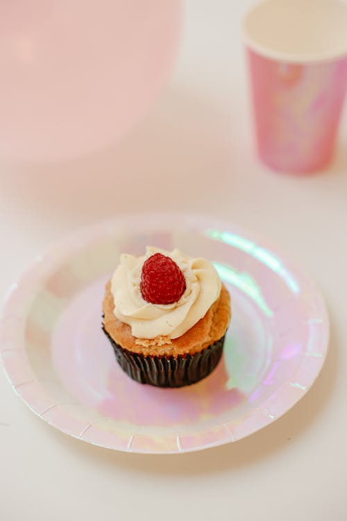 Cupcake with Raspberry Topping