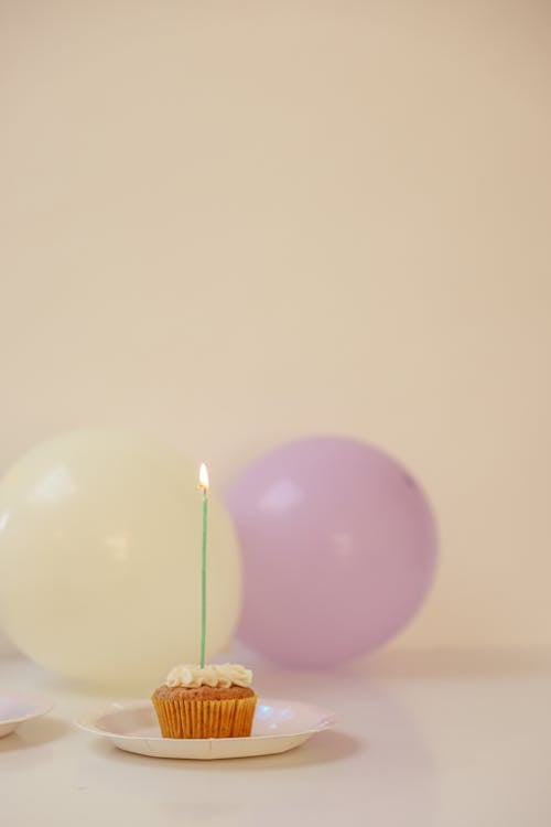 Free A Cupcake With a Candle  Stock Photo
