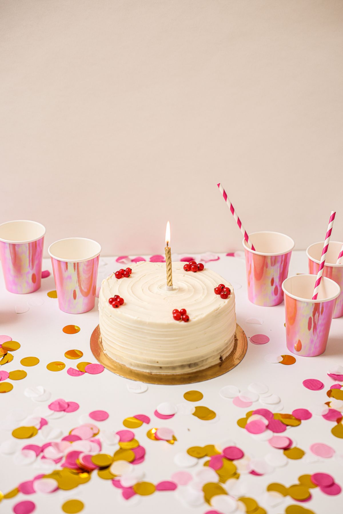 Birthday celebration cake with candle