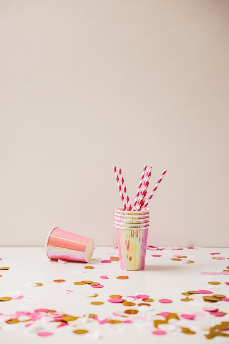 Paper Cups And Straws In A Party