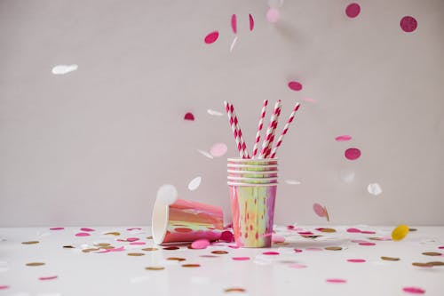Free Falling Confetti in a Birthday party Stock Photo
