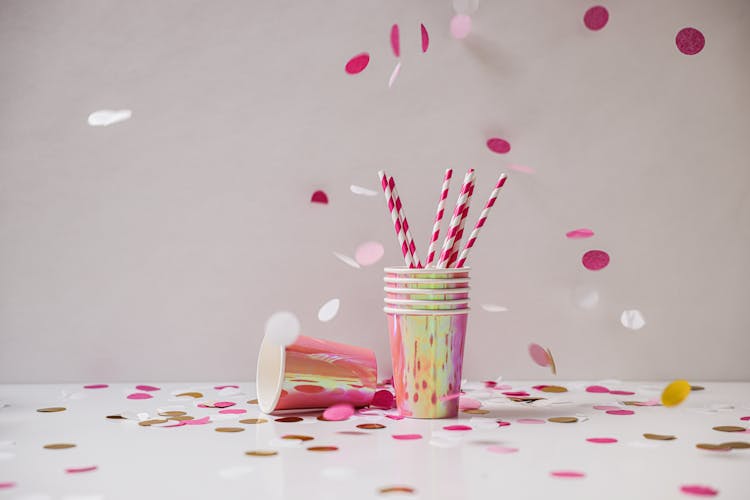 Falling Confetti In A Birthday Party