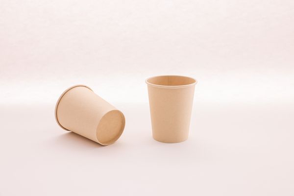 Plain paper cups on a white background