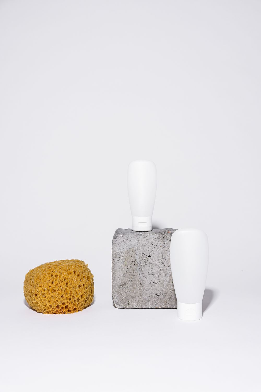 Plain white shampoo bottles