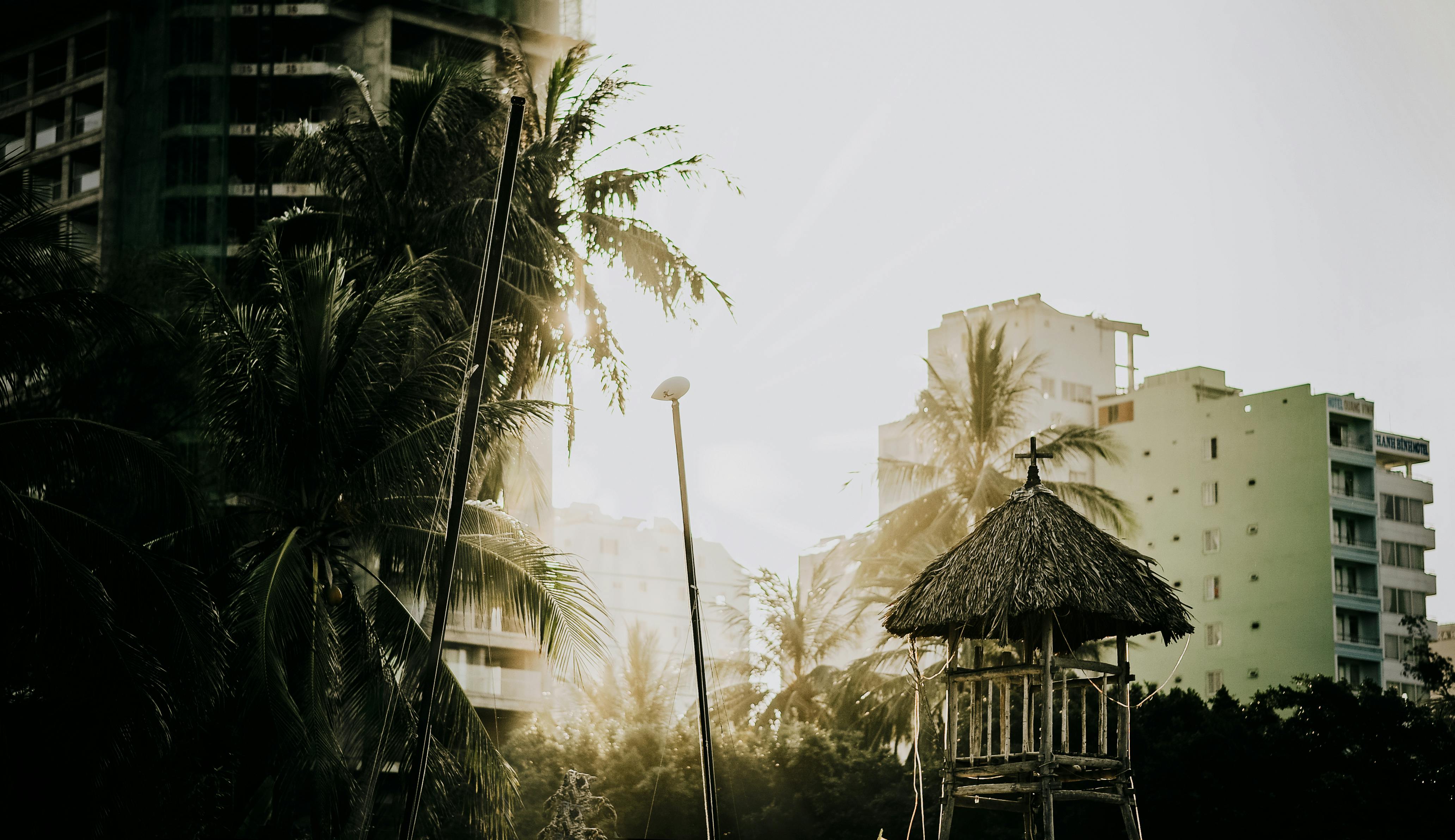 brown wooden gazebo