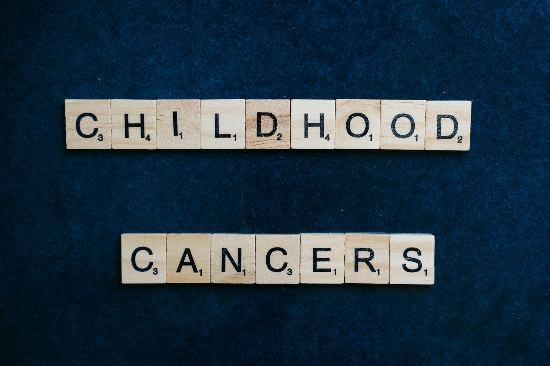 Childhood Cancers Text using Scrabble Tiles