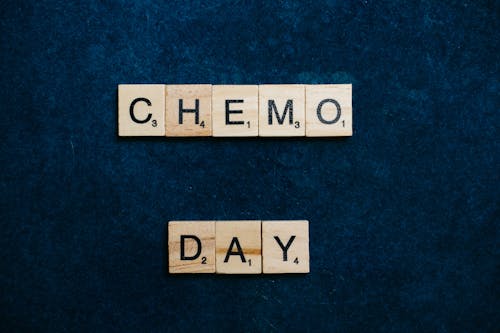 Chemo Day Spelled on Scrabble Tiles