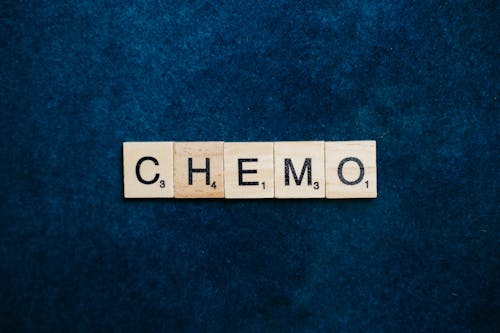 Chemo Spelled using Scrabble Tiles