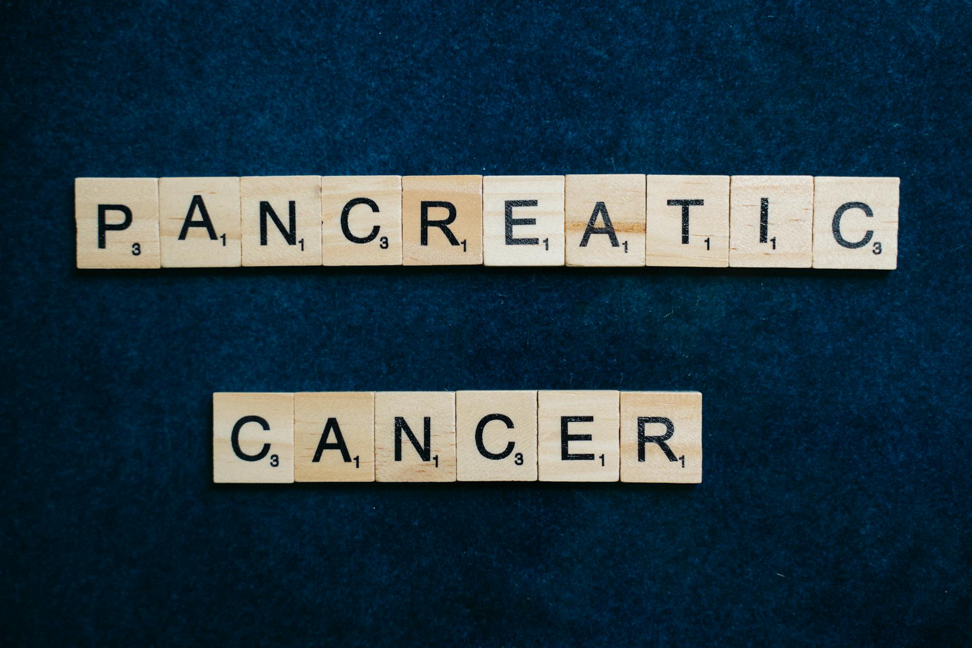 Text Made of Wooden Tiles with Letters Saying "Pancreatic Cancer"