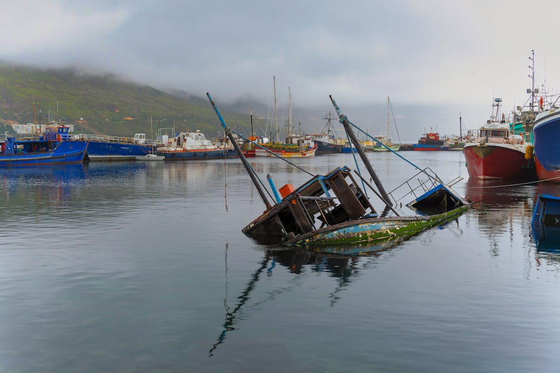 A Sinking Watercraft in the Sea