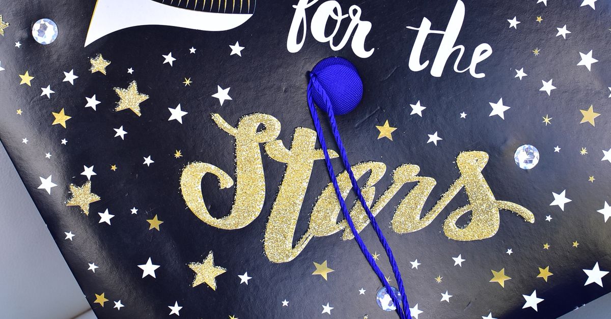 Stars Graduation Cap Graduation Cap Decorated with Stars and Motivational Message · Free ...