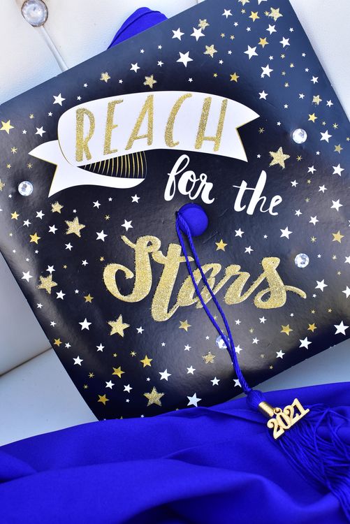 Stars Graduation Cap Graduation Cap Decorated with Stars and Motivational Message · Free ...