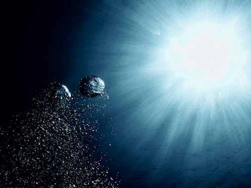 Бесплатное стоковое фото с воздушные пузырьки, голубой, подводный