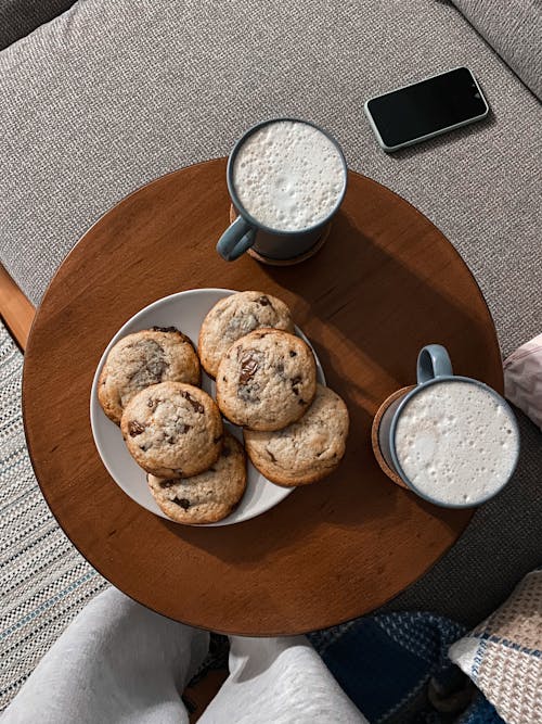 A Delicious Breakfast on a Round Wooden Table