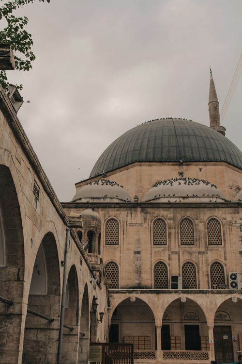 Free Low angle view of the historic Mevlidi Halil Cami Mosque with its distinctive dome. Stock Photo