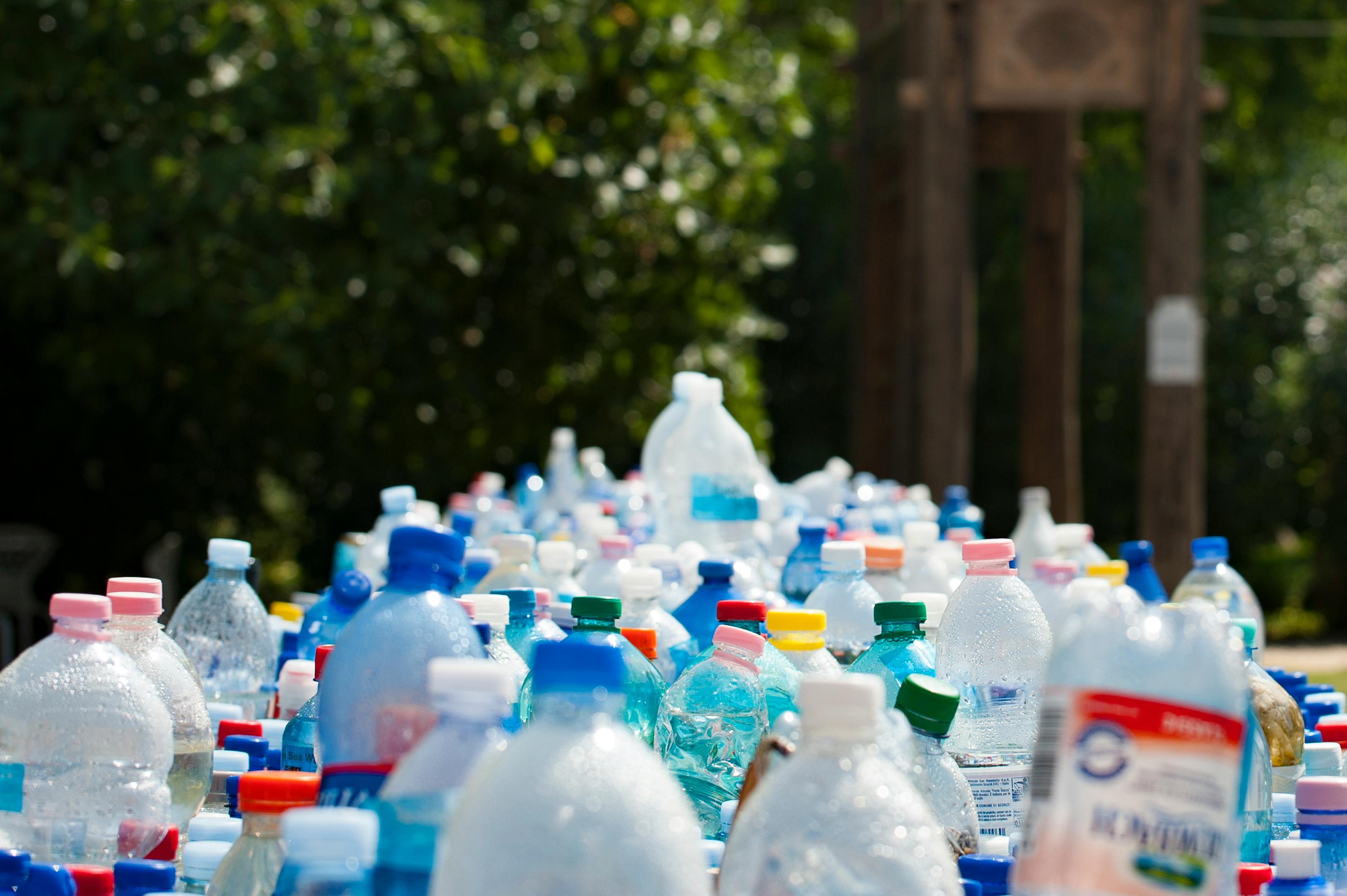 Plastic bottles collected for recycling and waste management