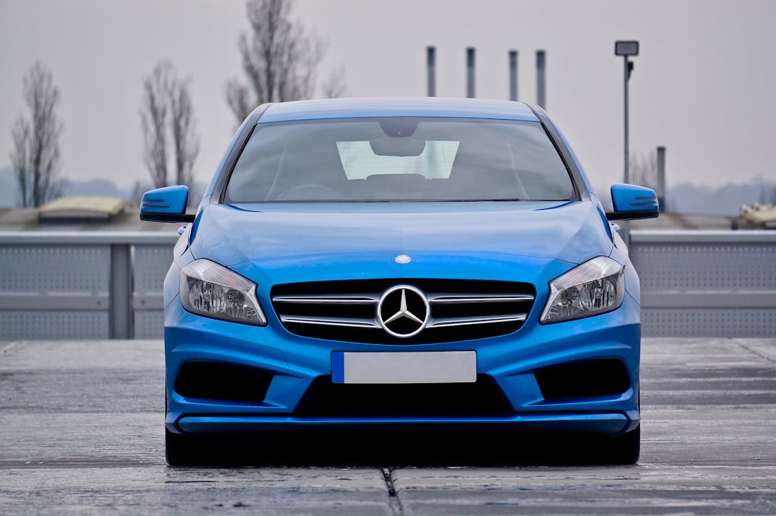 blue mercedes benz cars