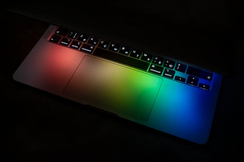 Colorful Light on a Laptop Keyboard 