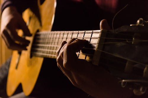 Free A Musician Playing the Acoustic Guitar Stock Photo