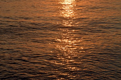 Free Beautiful golden sunset reflecting on calm sea waters in İstanbul, Türkiye, creating a tranquil and serene scene. Stock Photo