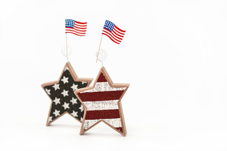 A Pair Of Miniature Stars With The American Flags