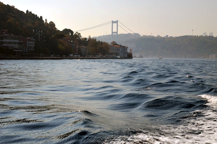 Bosphorus Strait And The Fatih Sultan Mehmet Bridge In Distance 