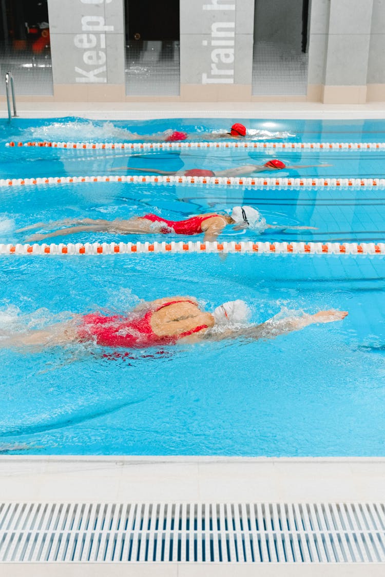 Swimmers Training Together