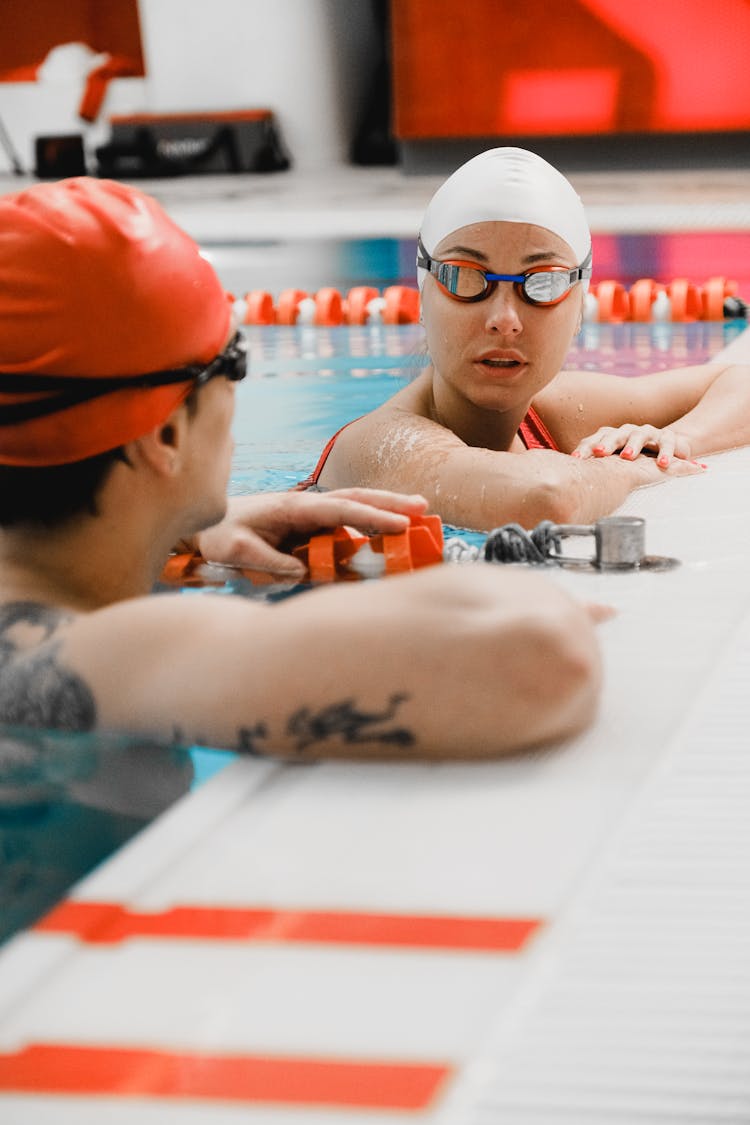 Swimmers With Goggles On Poolside