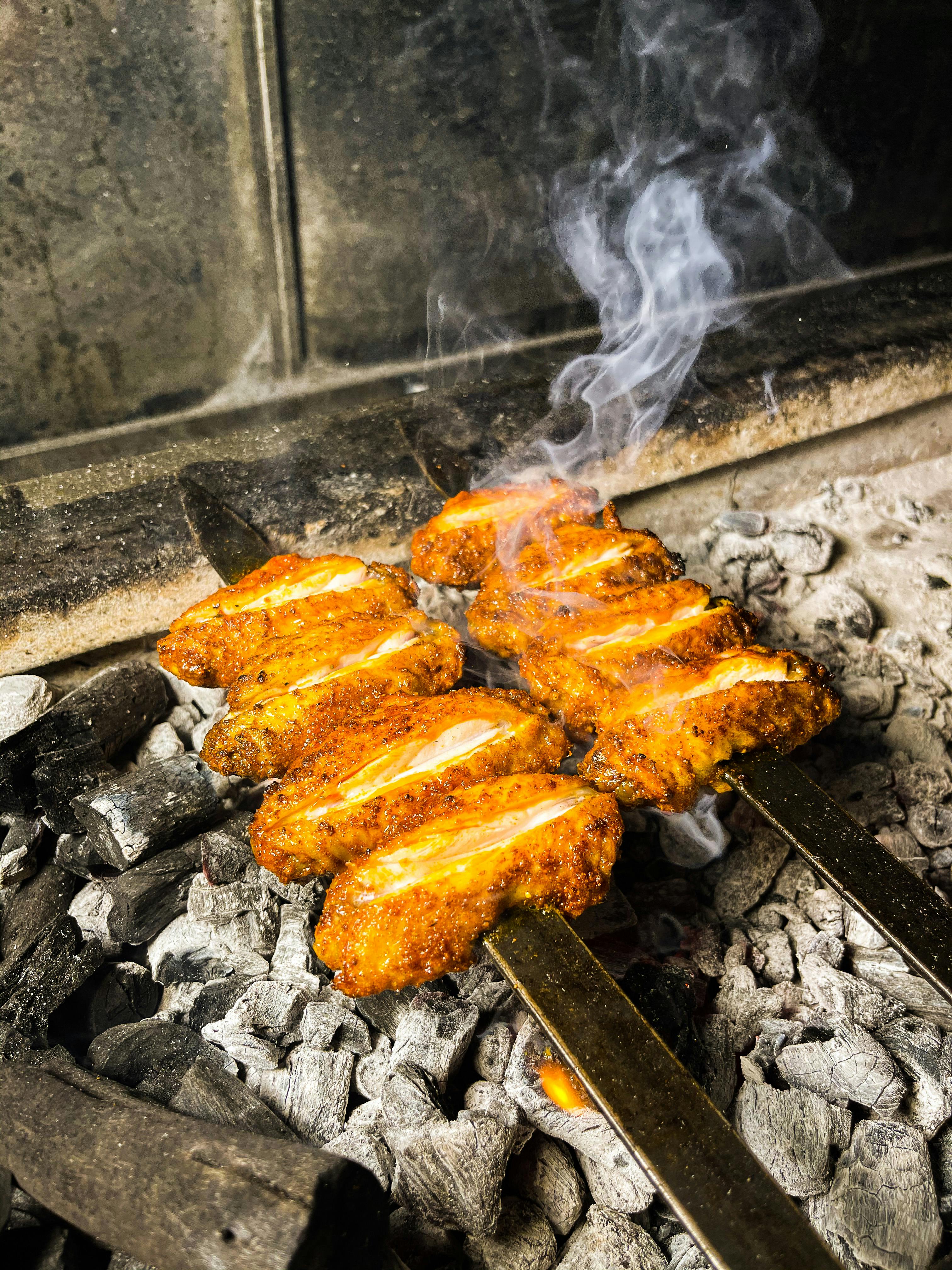 Skewered meat barbecue charcoalgrilled kebab outdoor skewer cooking kofta  ground meat skewers. AI Generated 23586595 Stock Photo at Vecteezy