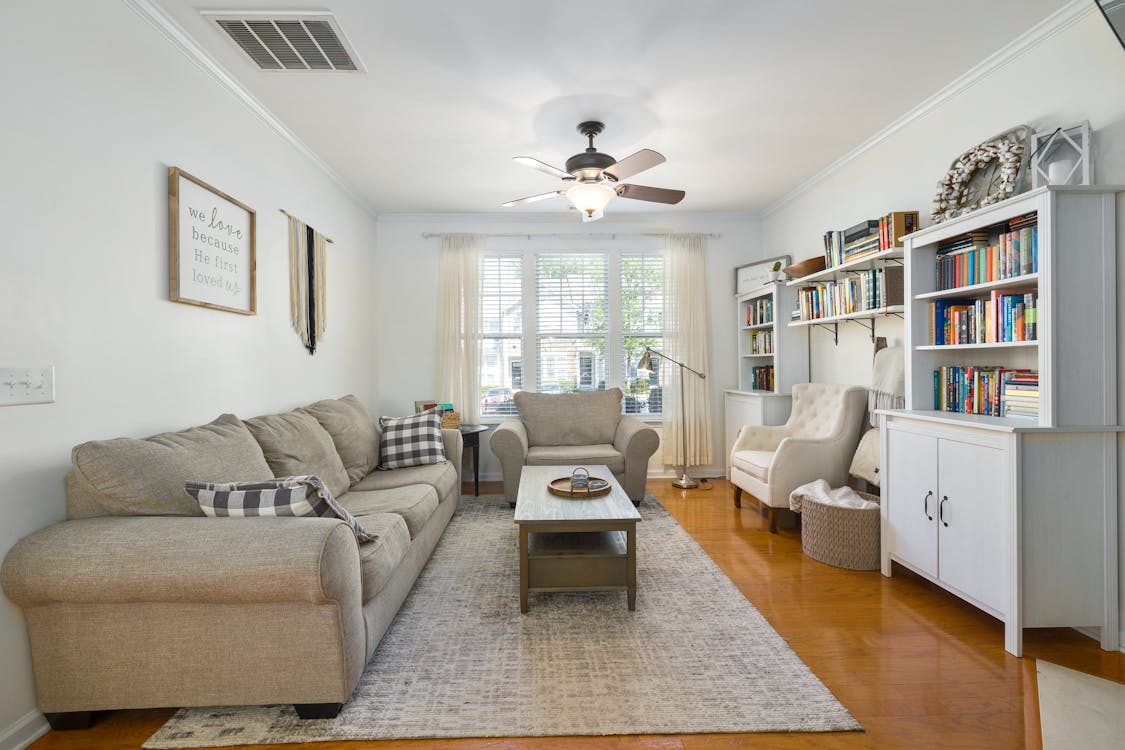 Free A Gray and White Themed Living Room Stock Photo
