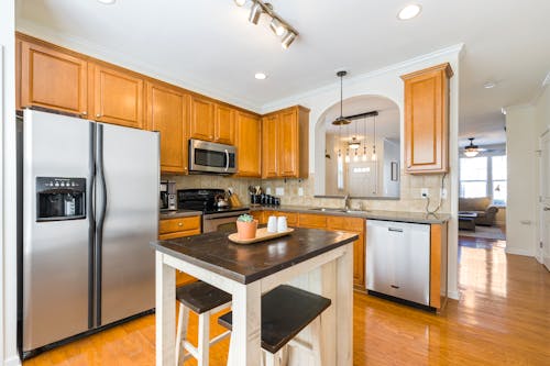 Wooden Cabinets on a Kitchen