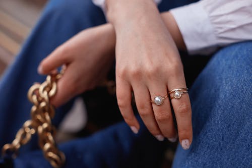 Free Close-Up Shot of a Hand With Rings  Stock Photo