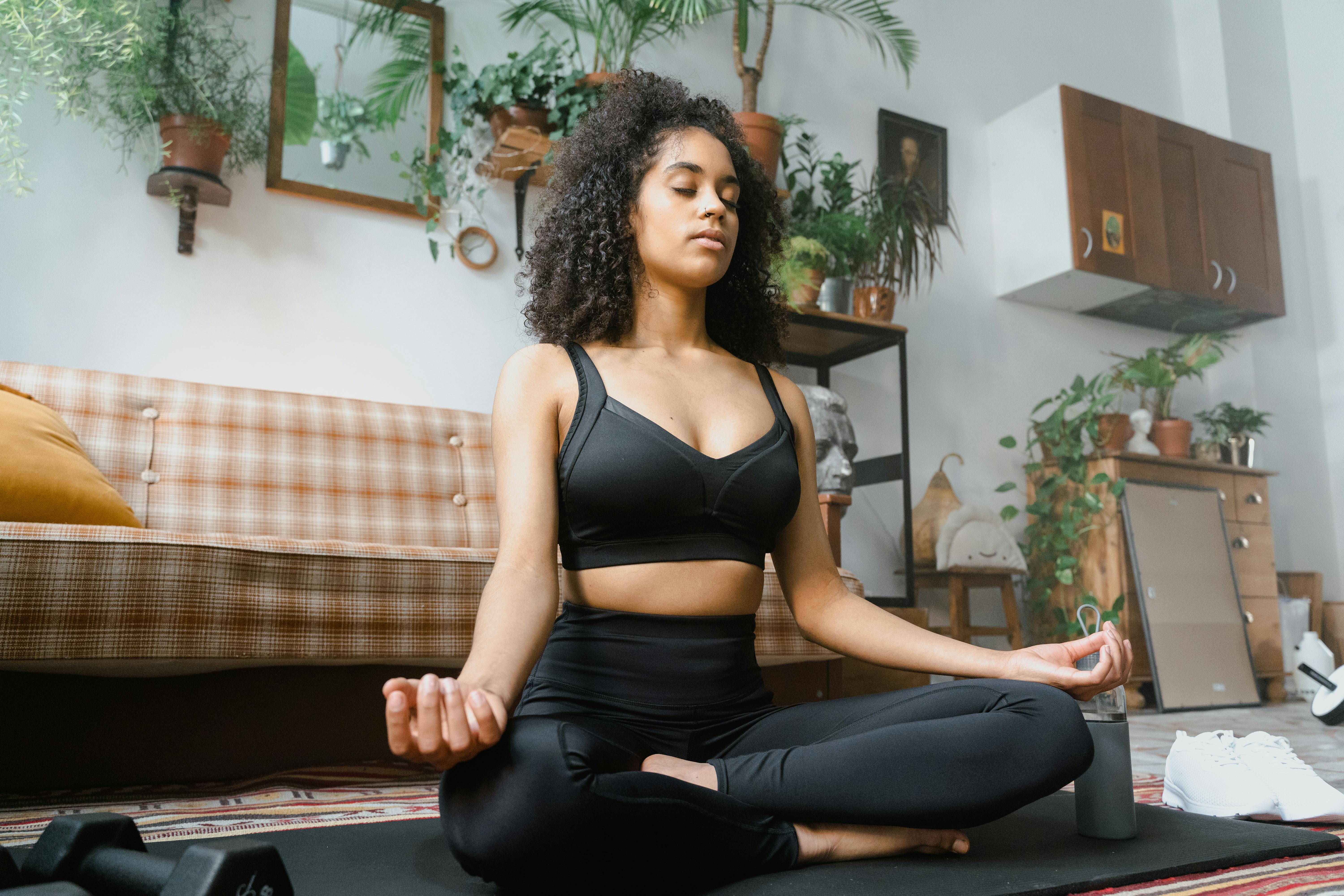 photo of a woman meditating