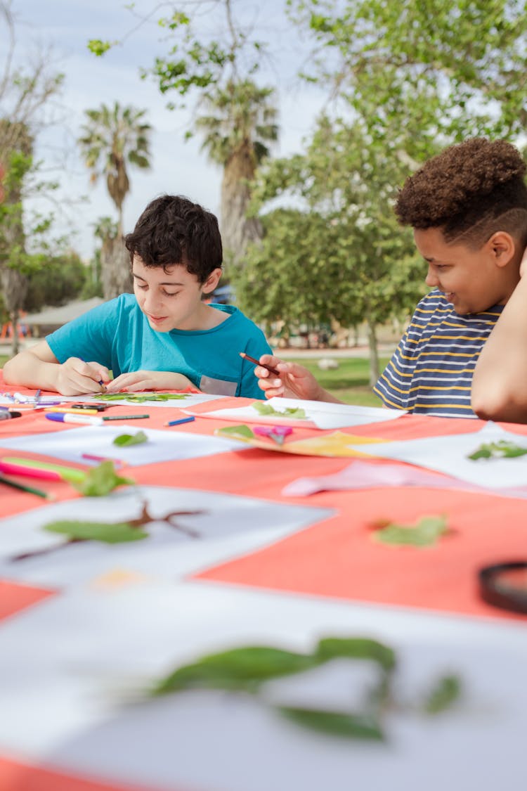 Boys Making Arts And Crafts