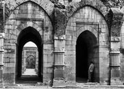 Monochrome Shot of Baro Shona Masjid Mosque in India