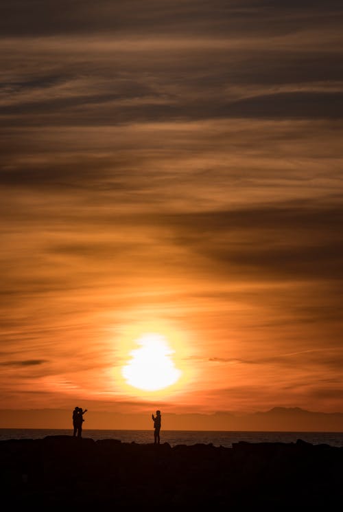 Silhouette of People during Sunset