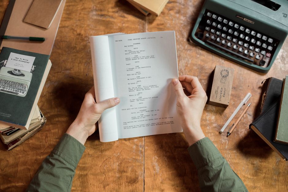 video script notebook desk workspace