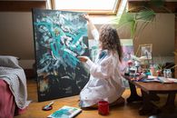 Woman in White Dress Painting