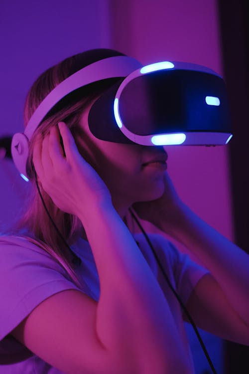 A Woman Wearing Virtual Reality Goggles