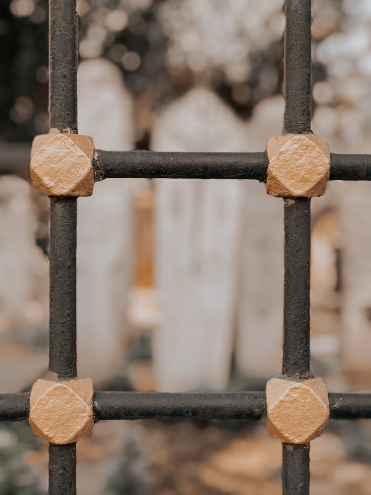 Black Iron Fence Painted In  Black And Gold