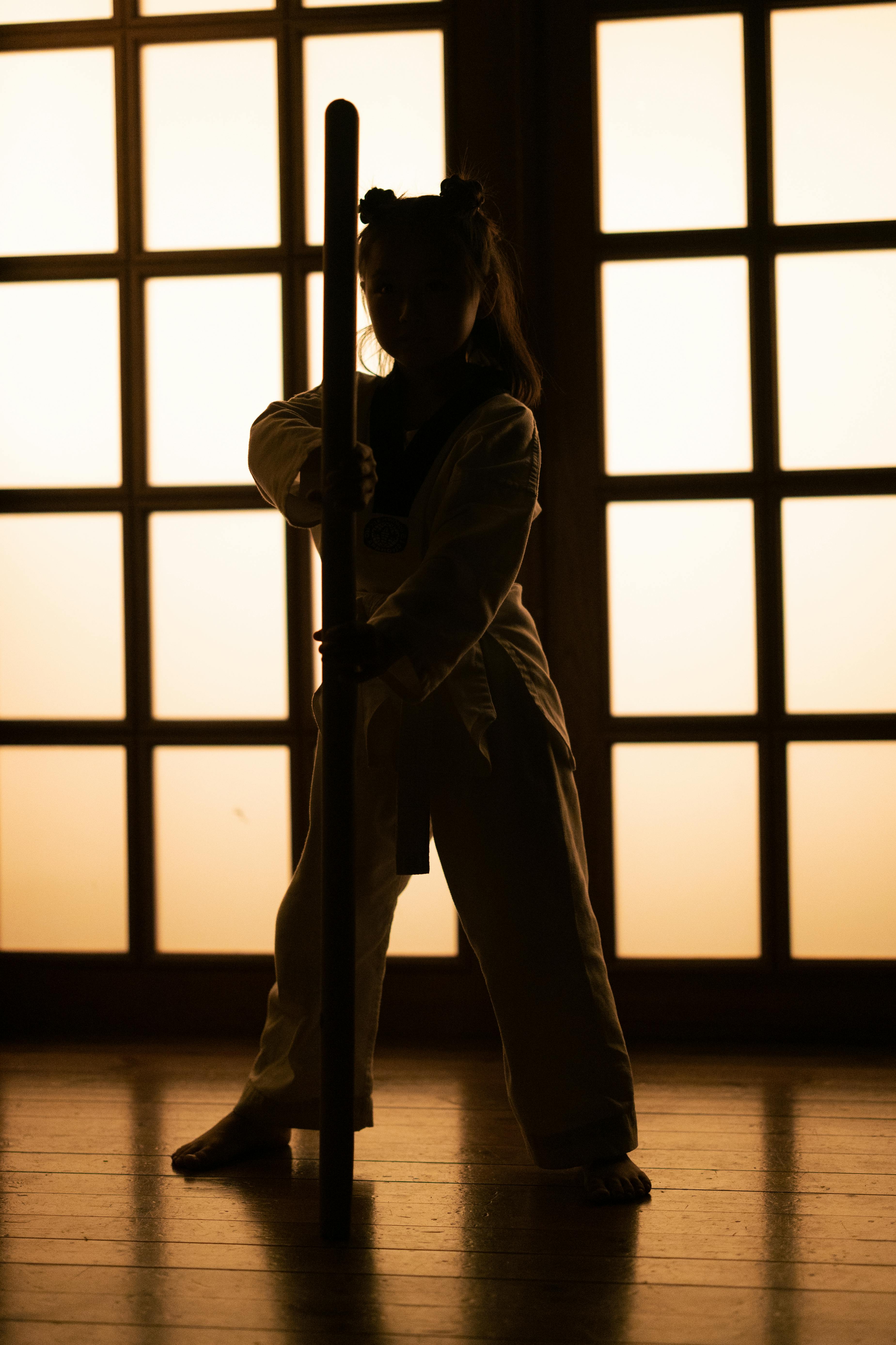 Download wallpaper 800x1200 karate silhouette sunset hill iphone 4s4  for parallax hd background
