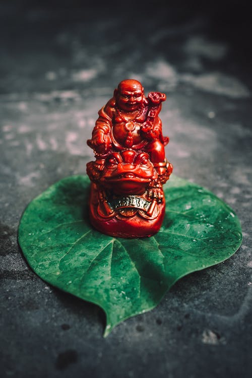 Free Buddha Figurine on Green Leaf Stock Photo