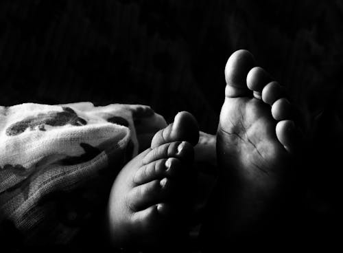 Free Grascale Photography of Toddlers Foot Stock Photo