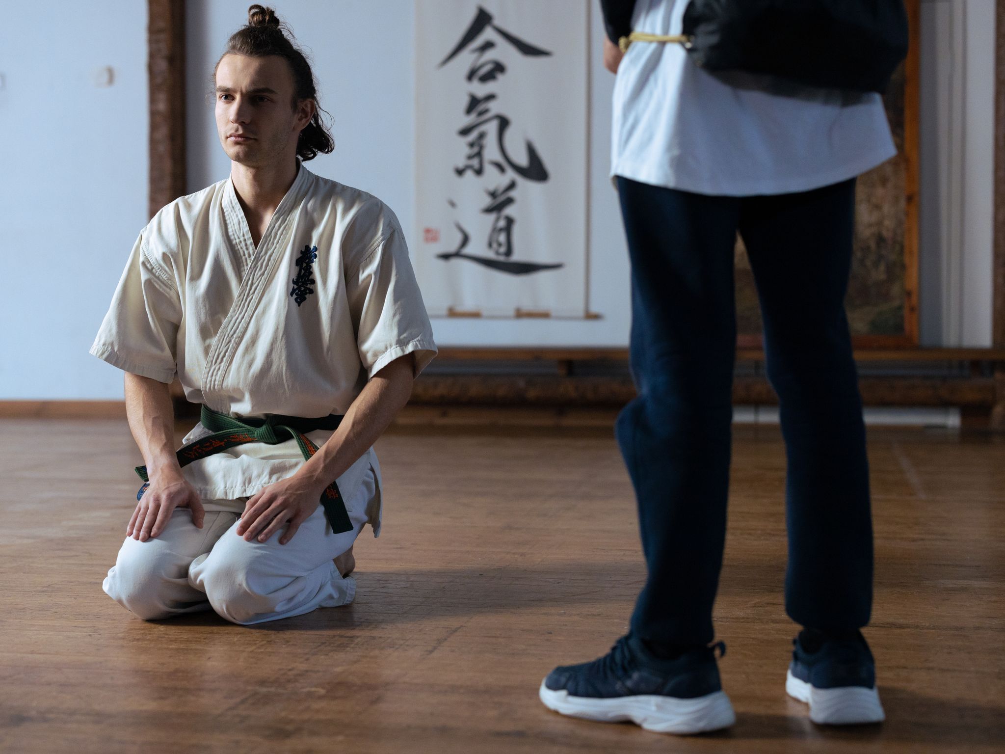 Instructor teaching a young student