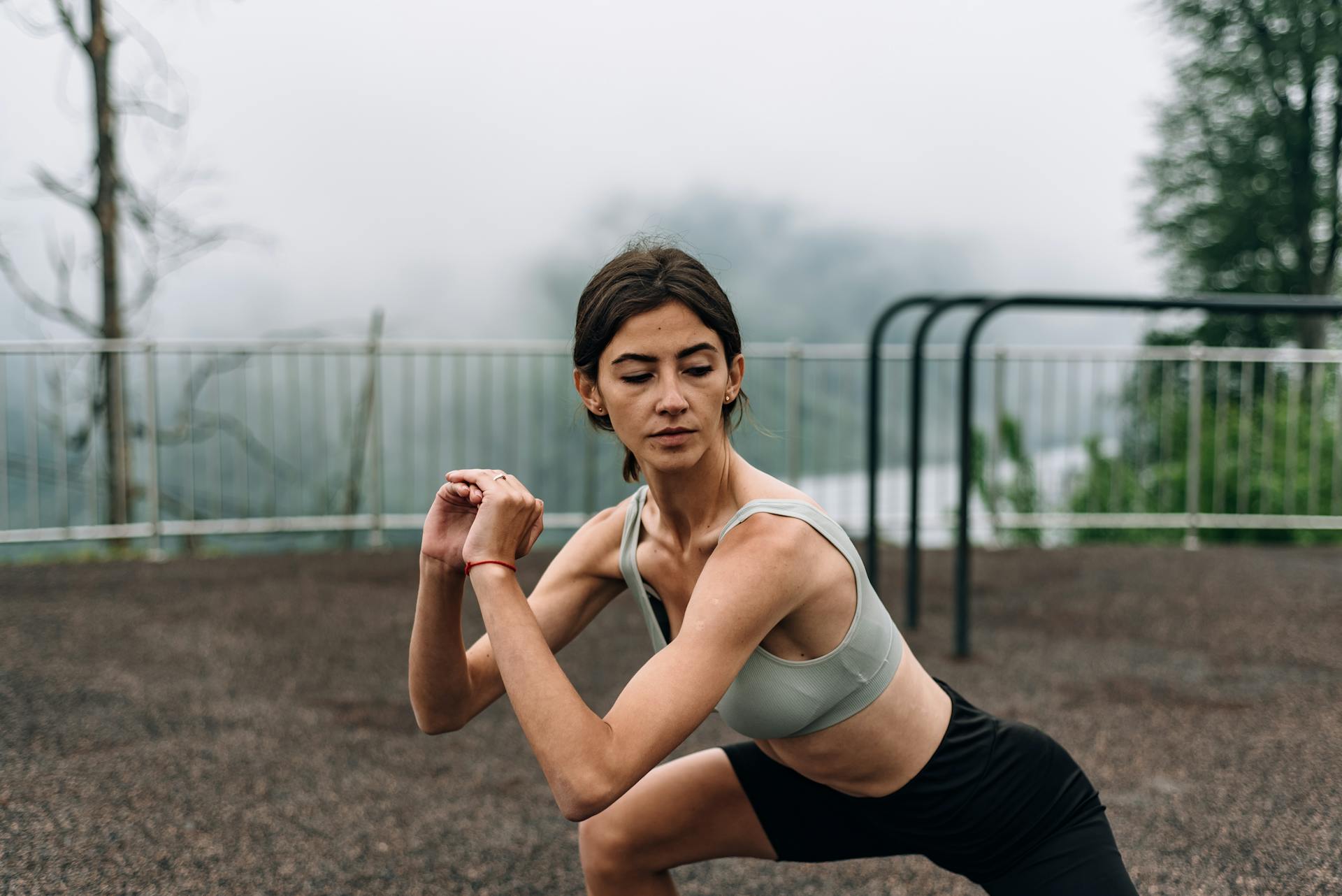 Woman Wearing Sports Bra Exercising