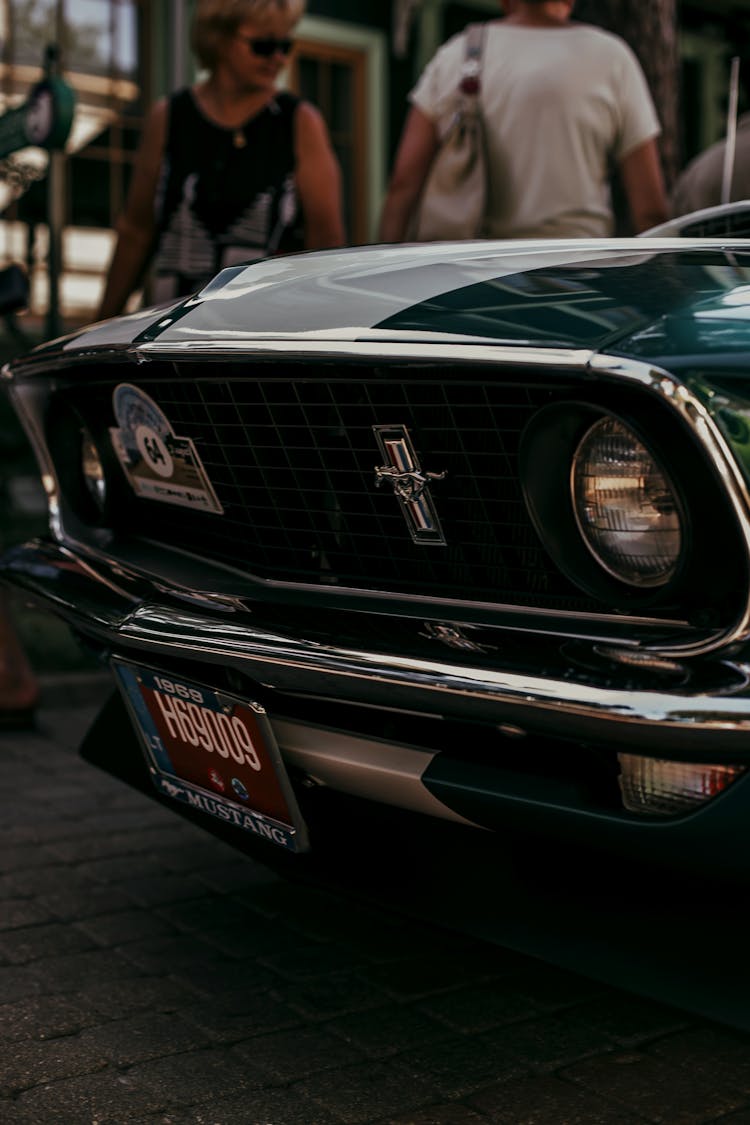 Close-up Shot Of An Old Classic Mustang Car