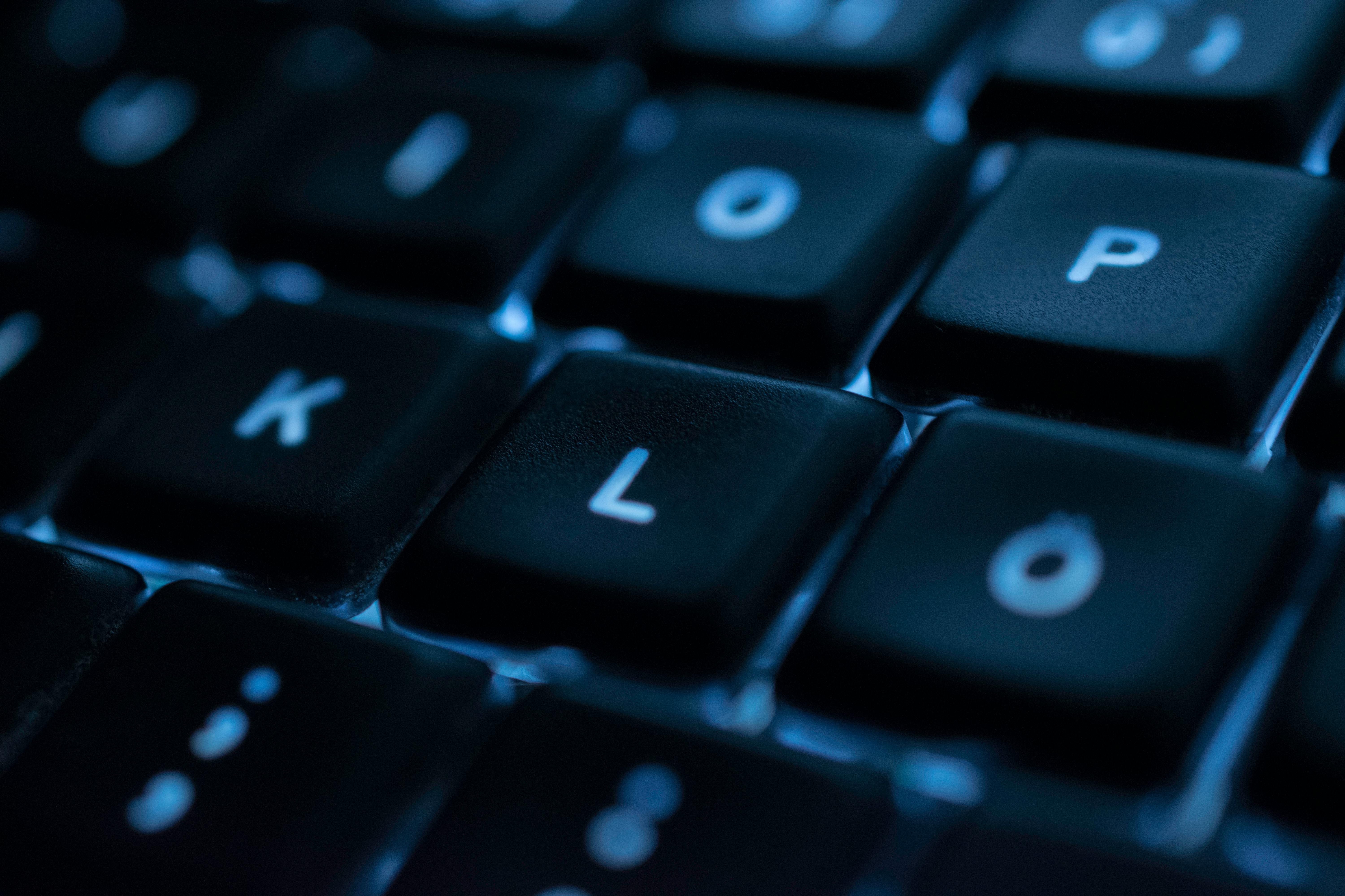 Free stock photo of black, blue, keyboard