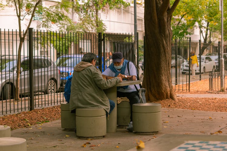 People Playing Chess At The Park 