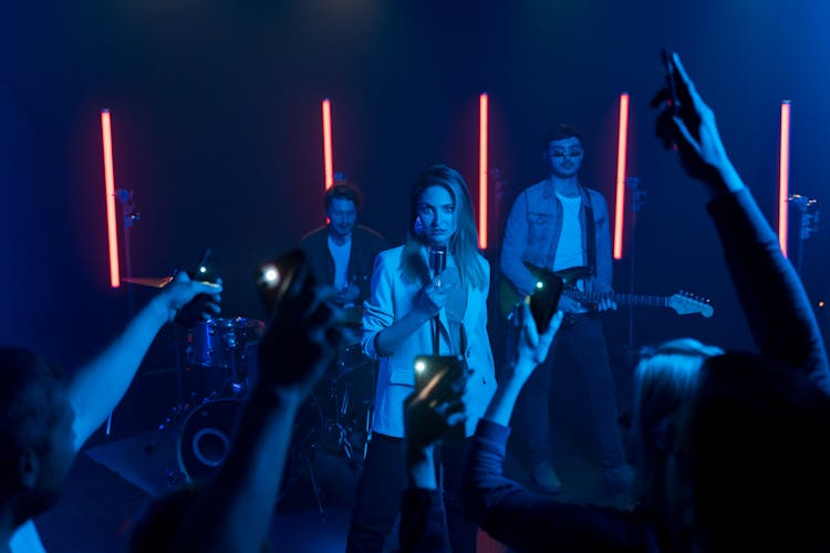 Band Playing Music In The Nightclub